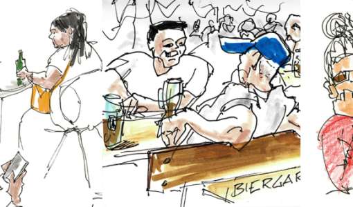 Menschen und ihre Umgebung locker sketchen